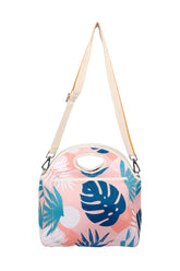 Neoprene Lunch Cooler Bag with Shoulder Strap - Blush Palm